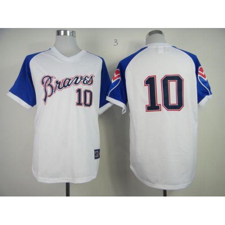 Braves #10 Chipper Jones White 1974 Throwback Stitched MLB Jersey