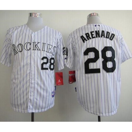 Rockies #28 Nolan Arenado White Cool Base Stitched MLB Jersey