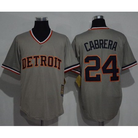 Tigers #24 Miguel Cabrera Grey Cooperstown Throwback Stitched MLB Jersey