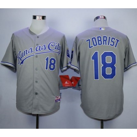 Royals #18 Ben Zobrist Grey Cool Base Stitched MLB Jersey