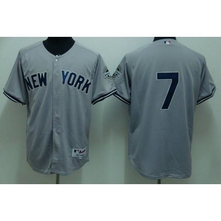 Yankees #7 Mickey Mantle Stitched Grey MLB Jersey