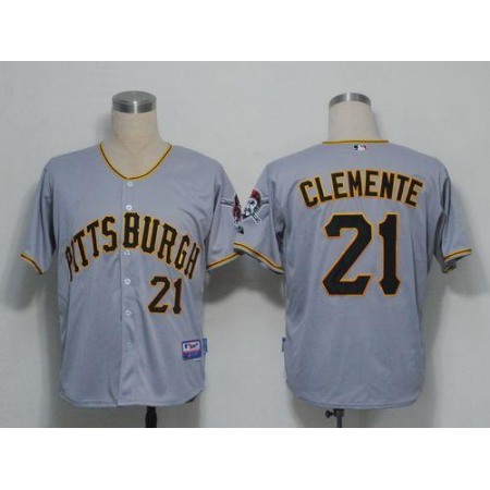 Pirates #21 Roberto Clemente Grey Cool Base Stitched MLB Jersey