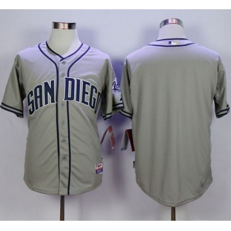 Padres Blank Grey Cool Base Stitched MLB Jersey