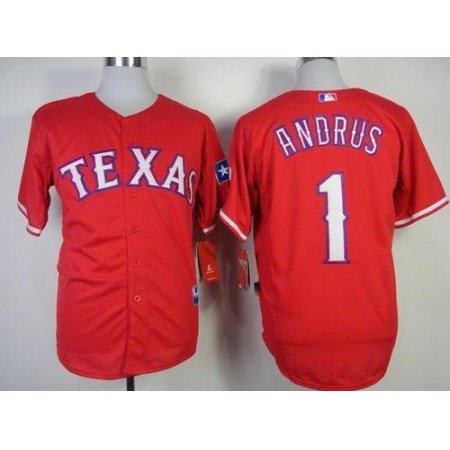 Rangers #1 Elvis Andrus Red Stitched MLB Jersey