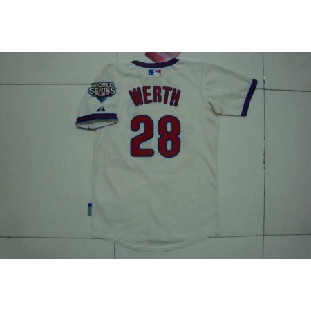 Phillies #28 Jayson Werth Stitched Cream Youth MLB Jersey