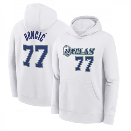 Men's Dallas Mavericks #77 Luka Doncic White Pullover Hoodie