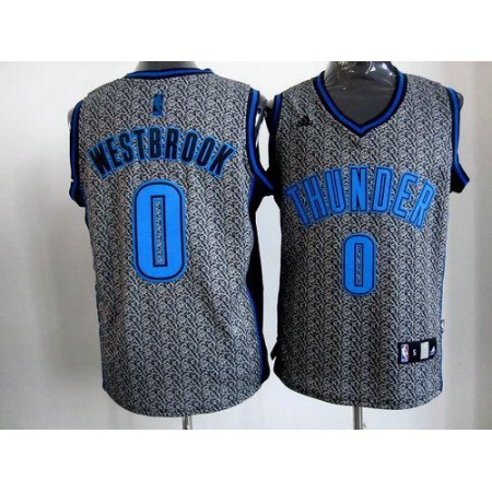 Thunder #0 Russell Westbrook Grey Static Fashion Stitched NBA Jersey