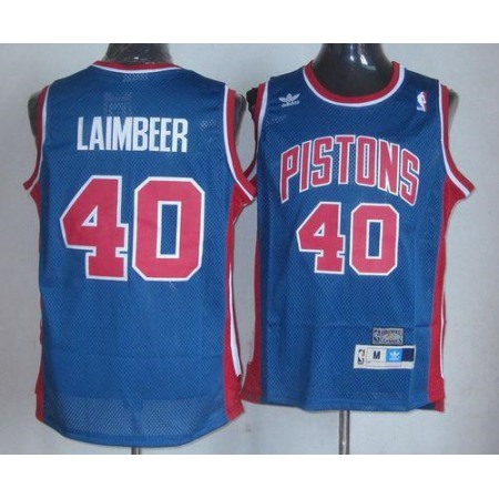 Pistons #40 Bill Laimbeer Blue Throwback Stitched NBA Jersey