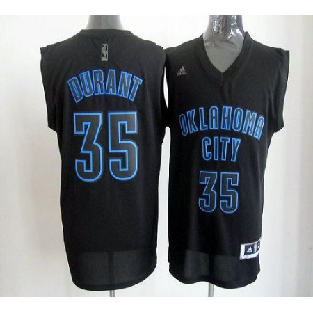 Thunder #35 Kevin Durant Black on Black Stitched NBA Jersey