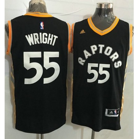 Raptors #55 Delon Wright Black/Gold Stitched NBA Jersey