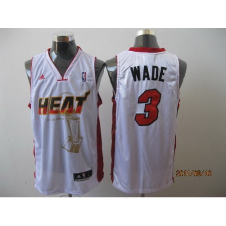 Heat 2011 Championship #3 Dwyane Wade White Stitched NBA Jersey