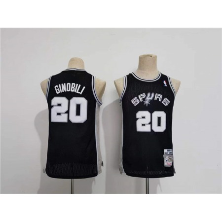 Youth Spurs #20 Manu Ginobili Black Stitched Jersey