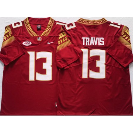 Florida State Seminoles Black #13 Travis Red Stitched Jersey