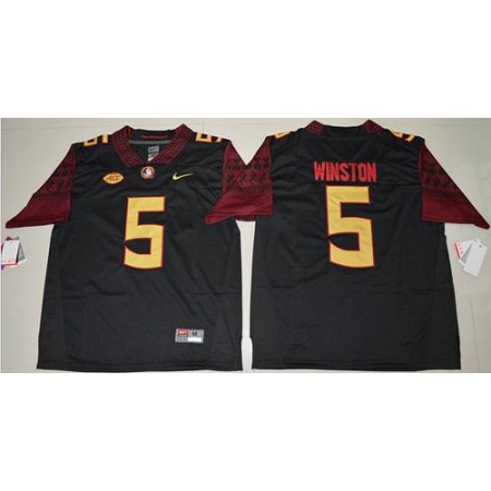 Seminoles #5 Jameis Winston Black Stitched NCAA Limited Jersey