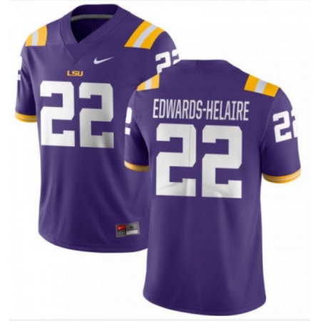 LSU Tigers #22 Clyde Edwards-Helaire Purple Stitched NCAA Jersey