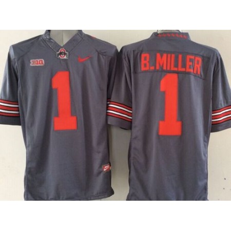 Buckeyes #1 Braxton Miller Grey Limited Stitched NCAA Jersey