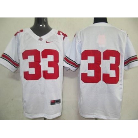 Buckeyes #33 White Stitched NCAA Jersey