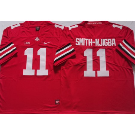 Men's Ohio State Buckeyes #11 SMITH-NJIGBA Red Stitched Jersey