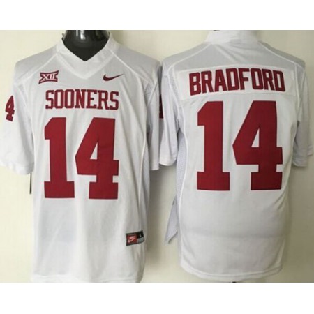 Sooners #14 Sam Bradford White Stitched NCAA Jersey