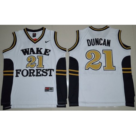 Demon Deacons #21 Tim Duncan White Basketball Stitched NCAA Jersey