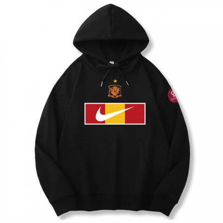 Men's Spain World Cup Soccer Hoodie Black 001