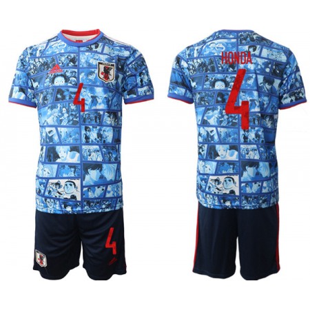 Men's Japan #4 Honda Blue Home Soccer Jersey Suit