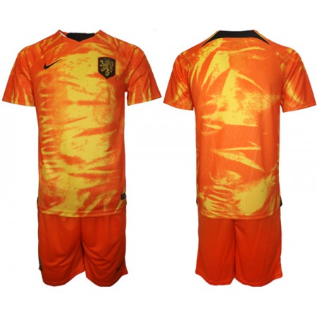 Men's Netherlands Blank Orange Home Soccer Jersey Suit