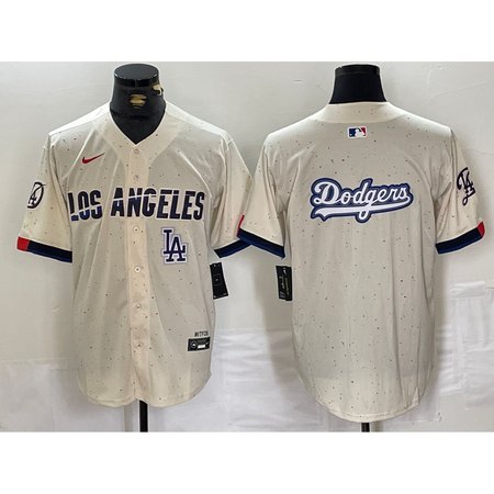 Men's Los Angeles Dodgers Blank Cream Stitched Baseball Jersey