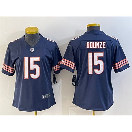 Women's Chicago Bears #15 Rome Odunze Navy 2024 Draft Vapor Stitched Jersey(Run Small)