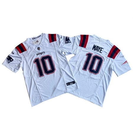 Men's New England Patriots #10 Drake Maye White 2024 Draft F.U.S.E Vapor Limited Stitched Football Jersey