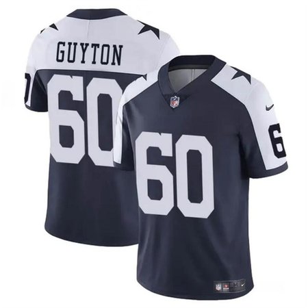 Men's Dallas Cowboys #60 Tyler Guyton Navy/White 2024 Draft Vapor Untouchable Thanksgiving Limited Stitched Football Jersey