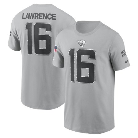 Men's Jacksonville Jaguars Trevor Lawrence Nike Gray 2024 Salute To Service Name & Number T-Shirt