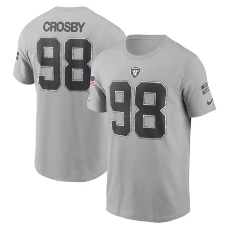 Men's Las Vegas Raiders Maxx Crosby Nike Gray 2024 Salute To Service Name & Number T-Shirt