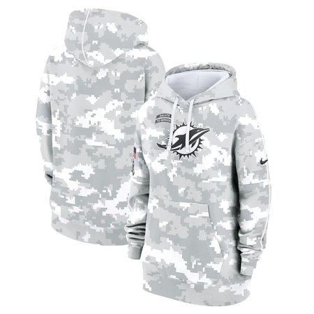 Women's Miami Dolphins Nike Arctic Camo 2024 Salute To Service Club Fleece Pullover Hoodie