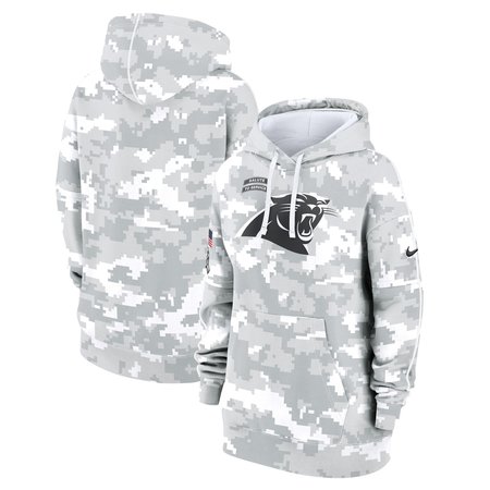 Women's Carolina Panthers Nike Arctic Camo 2024 Salute To Service Club Fleece Pullover Hoodie