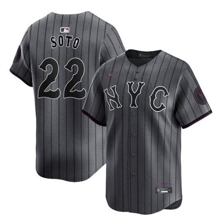 Men's New York Mets #22 Juan Soto Graphite 2024 City Connect Limited Stitched Baseball Jersey