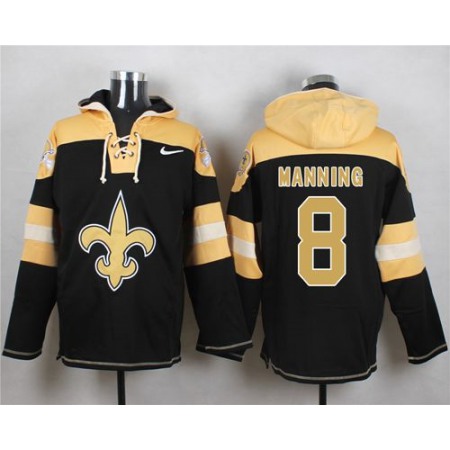 Nike Saints #8 Archie Manning Black Player Pullover NFL Hoodie