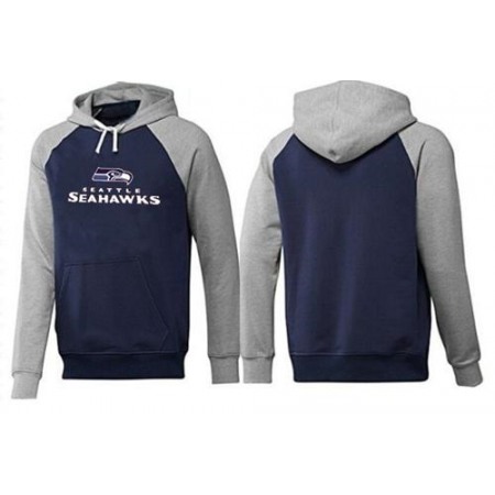 Seattle Seahawks Authentic Logo Pullover Hoodie Dark Blue & Grey