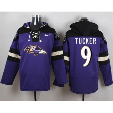 Nike Ravens #9 Justin Tucker Purple Player Pullover NFL Hoodie