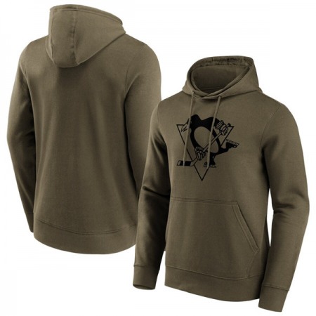 Men's Pittsburgh Penguins Khaki Iconic Preferred Logo Graphic Hoodie