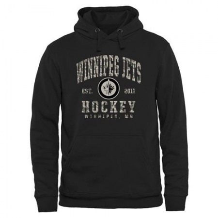 Men's Winnipeg Jets Black Camo Stack Pullover Hoodie