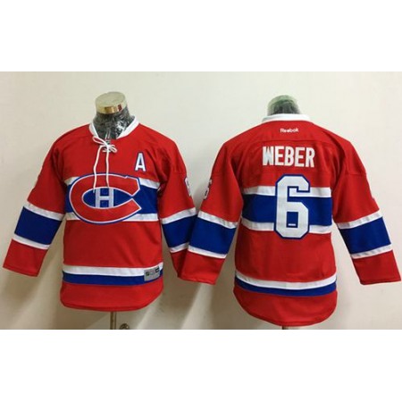 Canadiens #6 Shea Weber Red Stitched Youth NHL Jersey