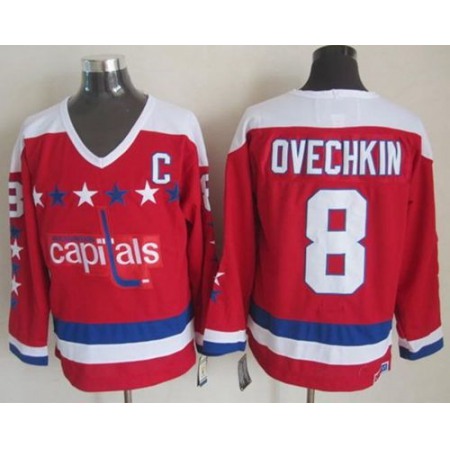 Capitals #8 Alex Ovechkin Red CCM Throwback Stitched NHL Jersey